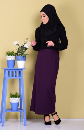 Bleistiftsrock mit Gummi 6173-06 Lila 6173-06