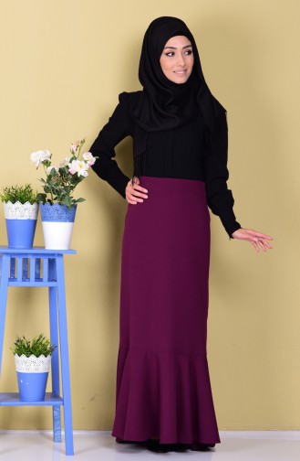 Etek Ucu Volanlı Etek 21196-04 Mürdüm