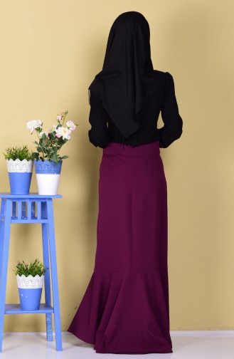 Etek Ucu Volanlı Etek 21196-04 Mürdüm