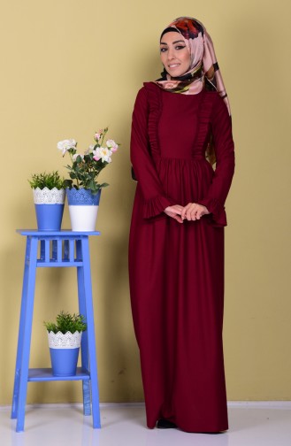 Weinrot Hijab Kleider 7252-03