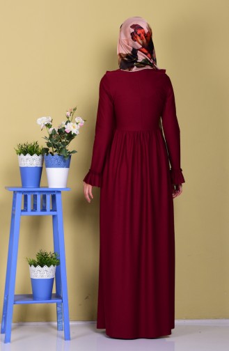 Claret Red Hijab Dress 7252-03