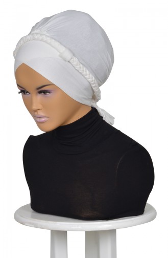 BONNET PEİGNE AVEC NATTES-CREME B0012-8 0012-8