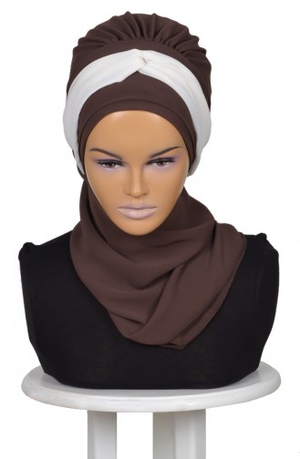 TURBAN PRET MOUSSELİNE-CREME-BRUN HT 0046-22-6 0046-22-6