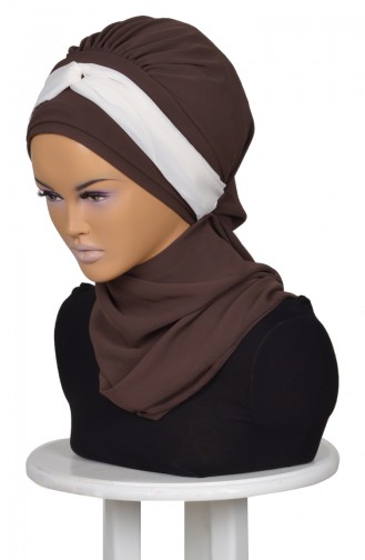 TURBAN PRET MOUSSELİNE-CREME-BRUN HT 0046-22-6 0046-22-6