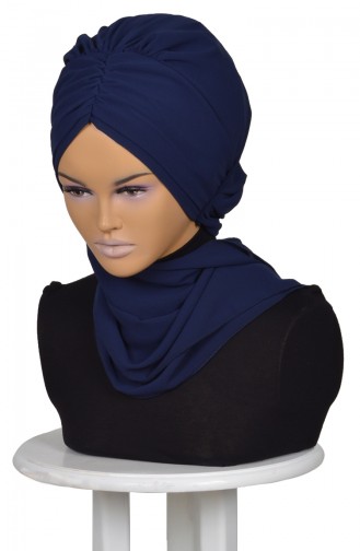 Dunkelblau Praktischer Turban 0049-23