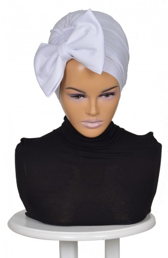 Bonnet Peigné Avec Noeud Papillon-Blanc HT0295-12 0295-12