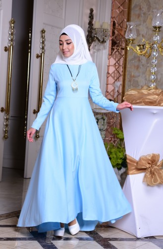 Babyblau Hijab Kleider 8053-02