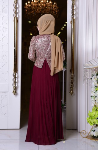 Weinrot Hijab-Abendkleider 2849-01