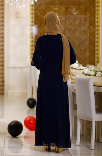 فستان من الشيفون لون كحلي  2836-07