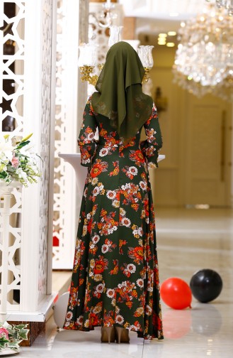 İspanyol Kol Elbise 4045-08 Haki Yeşil Mercan