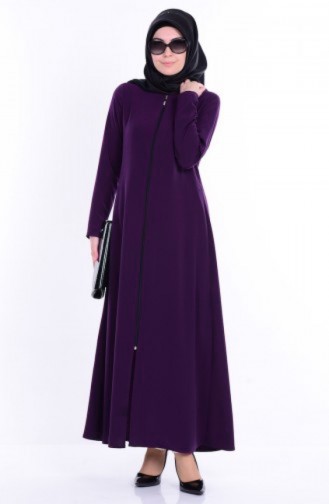 Abaya a Fermeture 2098-02 Pourpre 2098-02