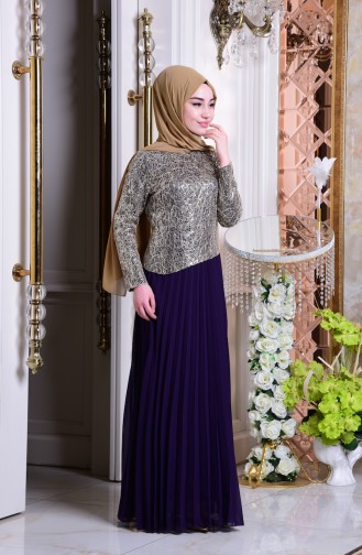 Purple Hijab Evening Dress 2849-02