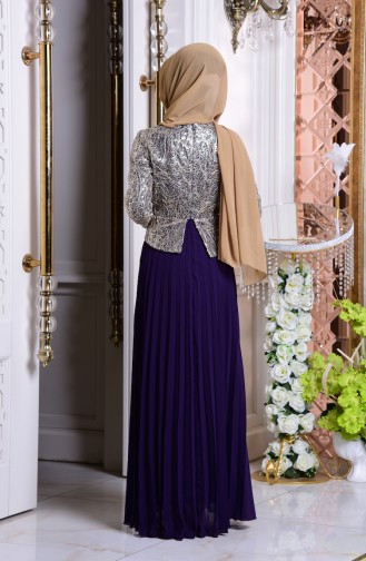 Purple Hijab Evening Dress 2849-02