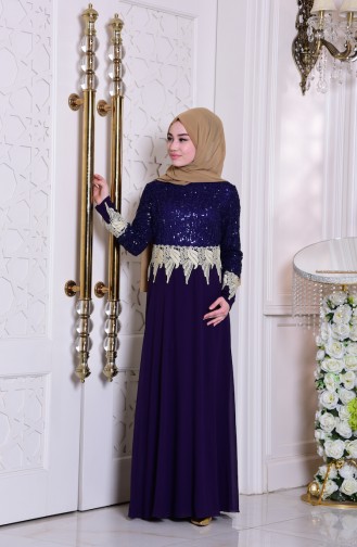 Purple Hijab Evening Dress 2949-07