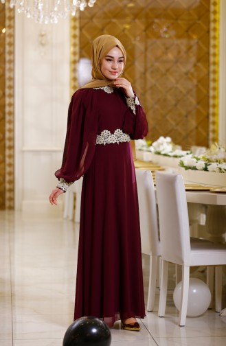 Plum Hijab Dress 2836-01