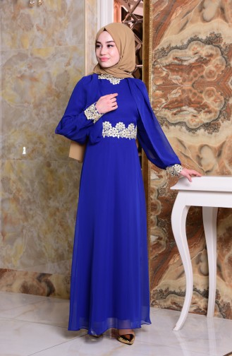 Saxe Hijab Dress 2836-04