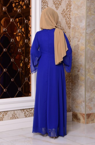 Saxe Hijab Evening Dress 2858-08