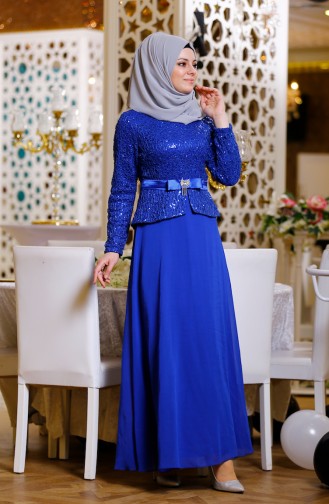 Saxe Hijab Dress 2934-06