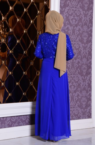 Saxe Hijab Evening Dress 2949-03