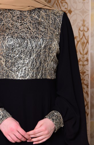 Black Hijab Evening Dress 2858-01