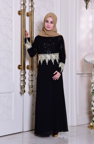 Schwarz Hijab-Abendkleider 2949-04