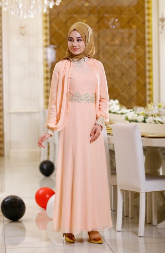 Salmon Hijab Dress 2836-08
