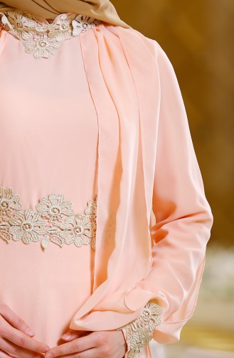فستان من الشيفون لون مشمشي  2836-08