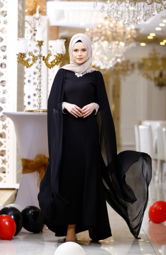 Black Hijab Evening Dress 0327-01