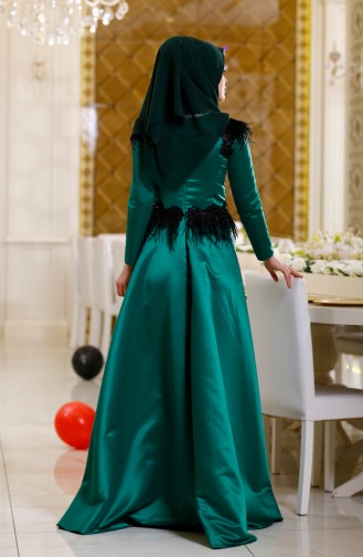 فساتين سهرة بتصميم اسلامي أخضر حشيشي 0337-01