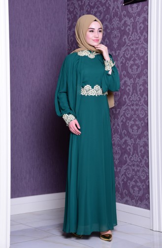 Grün Hijab Kleider 2836-03