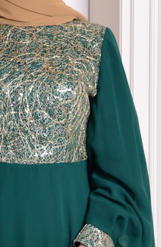 Green Hijab Evening Dress 2858-02