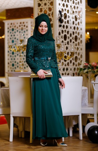 Green Hijab Dress 2934-03