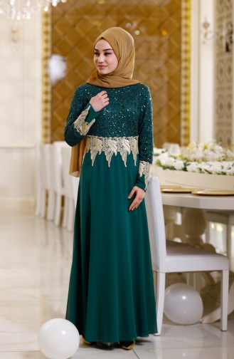 Green Hijab Evening Dress 2949-06