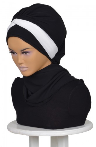 MOUSSELİNE FOULARD PRET-NOİR-BALNC CASSE HT 0046-14-24 0046-14-24