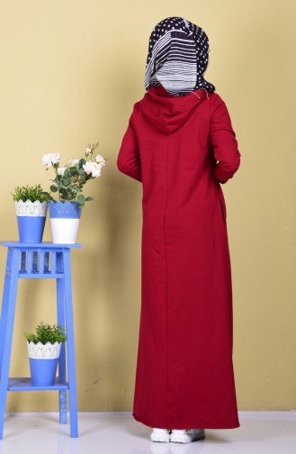 Weinrot Hijab Kleider 1283-03