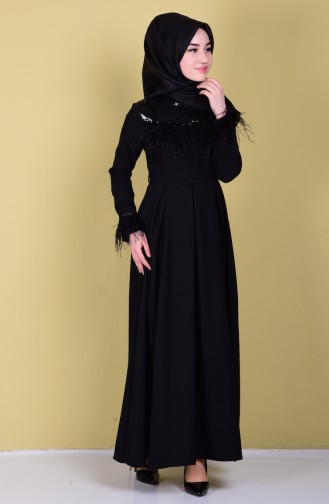 Payet Detaylı Elbise 4048-03 Siyah