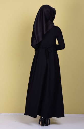 Schwarz Hijab Kleider 4048-03