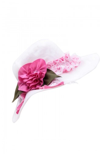 Chapeau a Dentelle et Fleurs NS101 Blanc Rose 101