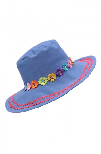 Chapeau avec Fleurs NS104 İndigo Rouge 104