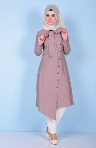 Asimetrik Tunik 3124-10 Koyu Vizon