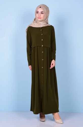 Abaya Détail Plis 2111-06 Vert 2111-06