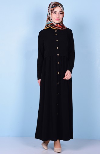 Abaya Détail Franges 2111-09 Noir 2111-09