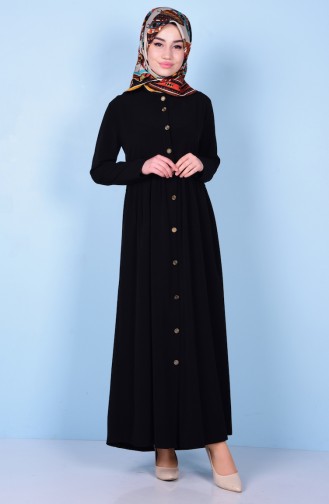 Abaya Détail Franges 2111-09 Noir 2111-09