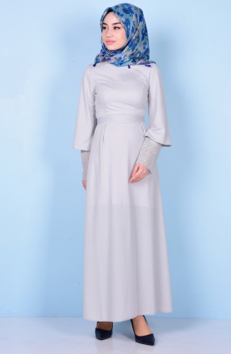 Gray Hijab Dress 6052-02