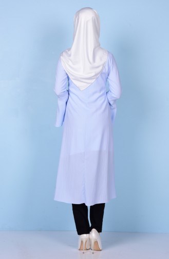İşleme Detaylı Tunik 2038-04 Mavi
