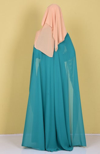 Pelerin Detaylı Elbise 52597-08 Çağla Yeşil