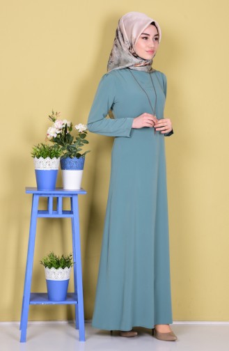 Green Almond Hijab Dress 4023-15