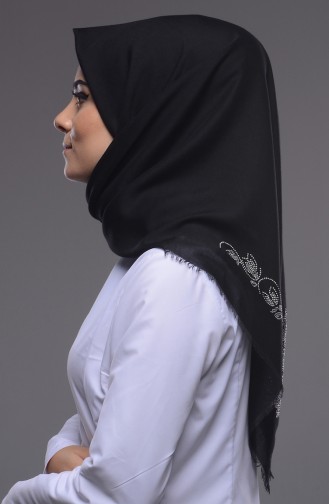 Taşlı Viskon Eşarp 1050-06 Siyah