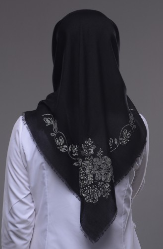 Taşlı Viskon Eşarp 1050-06 Siyah