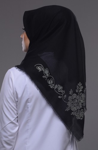 Taşlı Viskon Eşarp 1050-06 Siyah